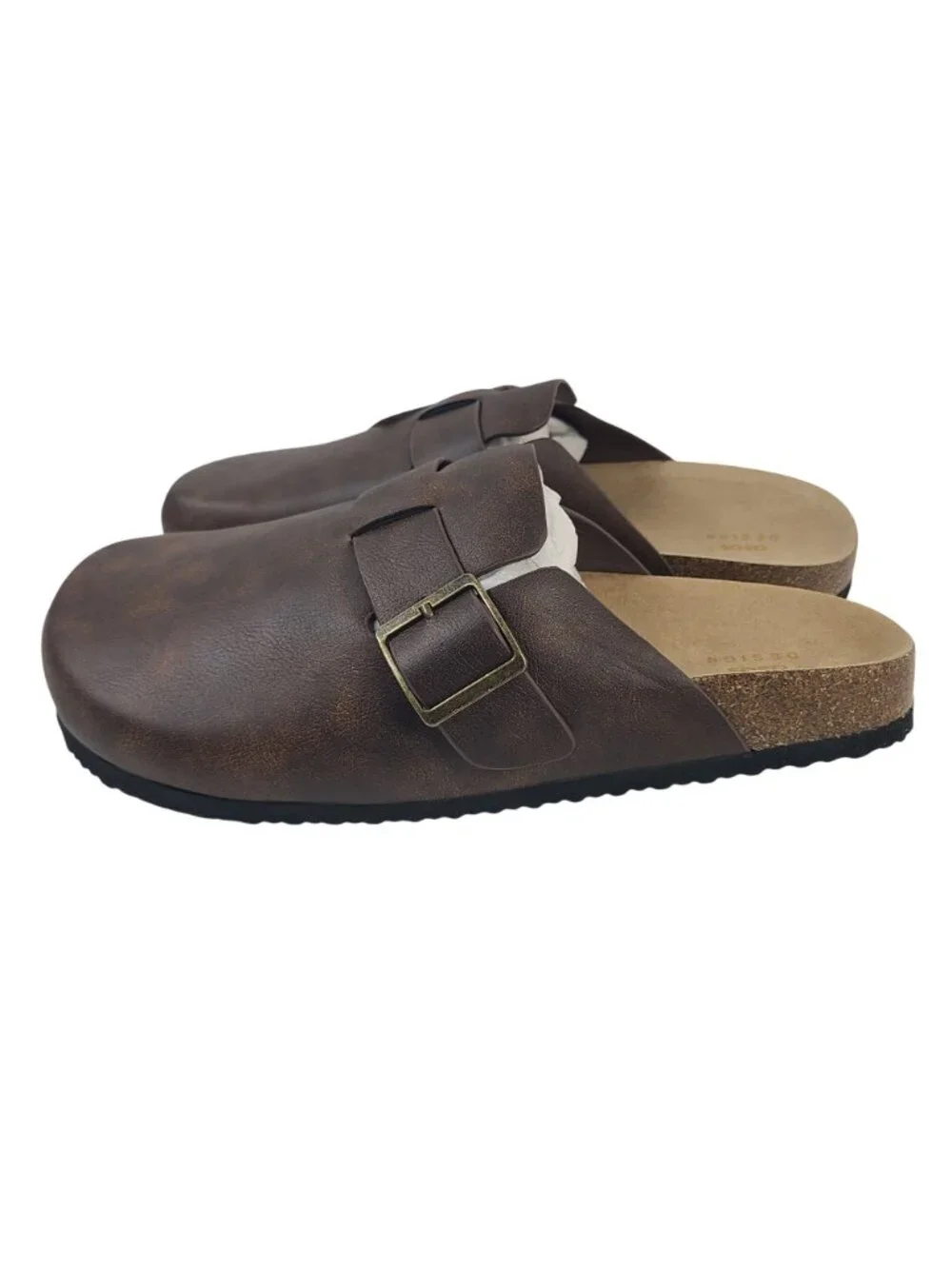 NEW ASOS Design Men's Mule Sandals With Cork Sole In Oily Brown Sz 12